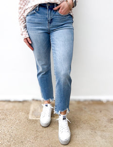 Broken Hearts High Rise Raw Crop Flare Jeans