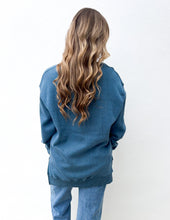 Load image into Gallery viewer, Royce Brand Abrianna LS French Terry Crewneck Fleece in Blue Stone