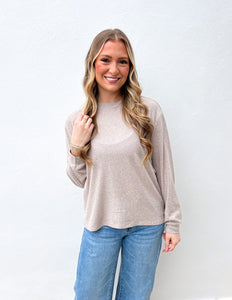 Take Me Home for Christmas Soft Melange Top in Ash Mocha