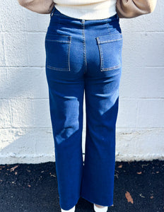 Free Falling Stretch Wide Leg Jean Dark Denim