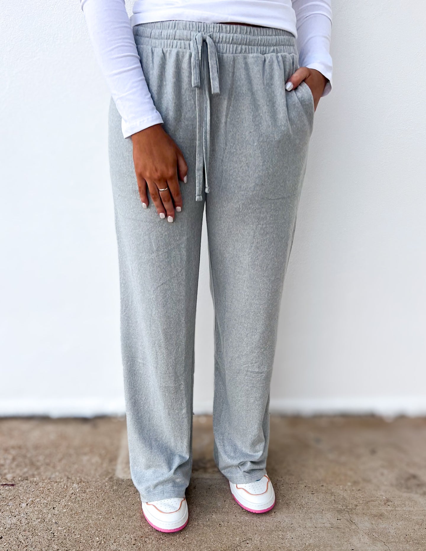 One More Chance Soft Melange Pants in Lt Grey