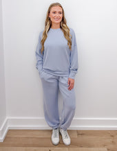 Load image into Gallery viewer, Feel The Thunder Scuba Low Rise Joggers in Blue