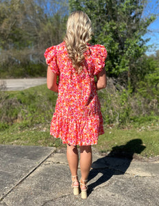 Turn This Around Floral Print Dress Pink