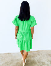 Load image into Gallery viewer, Give Me Spring Seersucker Puff Sleeve Mini Dress in Green