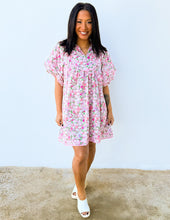 Load image into Gallery viewer, Roses Are Red Puff Sleeve Floral Dress