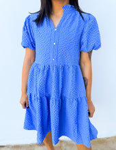 Load image into Gallery viewer, Give Me Spring Seersucker Puff Sleeve Mini Dress in Blue