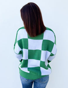 The Perfect Find Checkered Bishop Sleeve Sweater