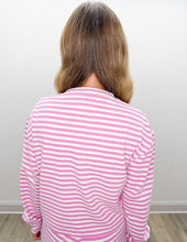 Load image into Gallery viewer, Lulu Mac Stripe Monochrome LS Top in Neon Pink