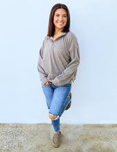 Load image into Gallery viewer, Praying Daily Relaxed Crop Half-Zip Pullover