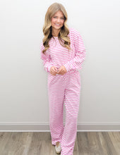 Load image into Gallery viewer, Lulu Mac Stripe Monochrome LS Top in Neon Pink