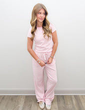 Load image into Gallery viewer, Lulu Mac Stripe Monochrome Baby Doll Top in Lt Pink