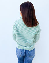 Load image into Gallery viewer, The One Striped Half-Zip Pullover Sage