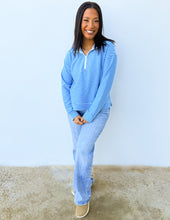 Load image into Gallery viewer, The One Striped Half-Zip Pullover Blue