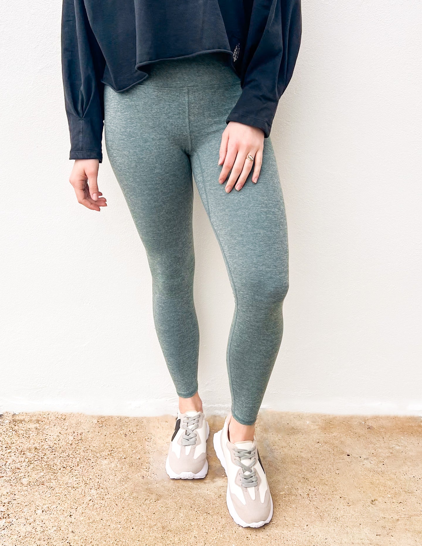 Free People Never Better Heather Leggings in Midnight Jade Heather