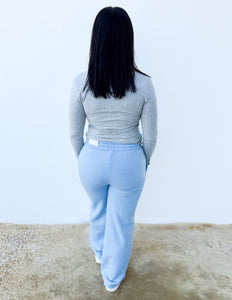 We're Gonna Make It Fleece Jogger in Light Blue