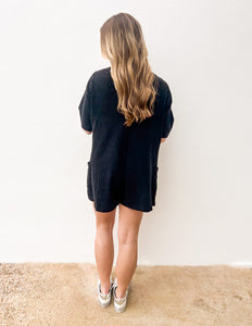 Never Leave Casual V-Back Short Sleeve Romper in Black