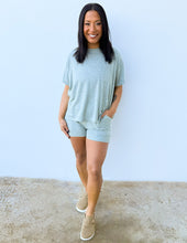 Load image into Gallery viewer, Love Me When I&#39;m Gone Melange Short Sleeve Top &amp; Shorts Set in Lt Olive