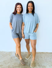 Load image into Gallery viewer, Love Me When I&#39;m Gone Melange Short Sleeve Top &amp; Shorts Set in Ash Jade