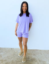 Load image into Gallery viewer, Love Me When I&#39;m Gone Melange Short Sleeve Top &amp; Shorts Set in Lavender