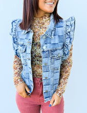 Load image into Gallery viewer, Workin&#39; on Me Gingham Denim Vest