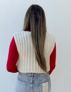 Scared to Start Crew Neck Sweater Vest in Ivory