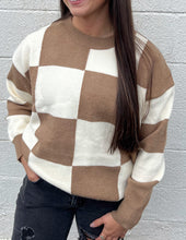 Load image into Gallery viewer, One Step Closer Checkered Sweater Mocha