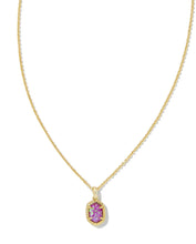 Load image into Gallery viewer, Kendra Scott Daphne Gold Framed Pendant Necklace Magenta Opal