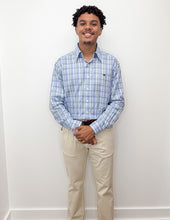 Load image into Gallery viewer, Southern Marsh Hartsville Plaid Dress Shirt French Blue &amp; Mint