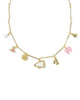 Kendra Scott Gold Cheer Charm Necklace in Pink/White Mix
