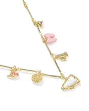 Load image into Gallery viewer, Kendra Scott Gold Cheer Charm Necklace in Pink/White Mix