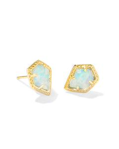 Kendra Scott Framed Gold Tessa Stud Earrings Lt Blue Opal