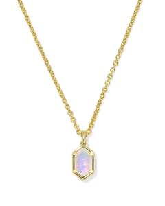 Kendra Scott Gold Hallie Short Pendant Necklace in Opalite Illusion