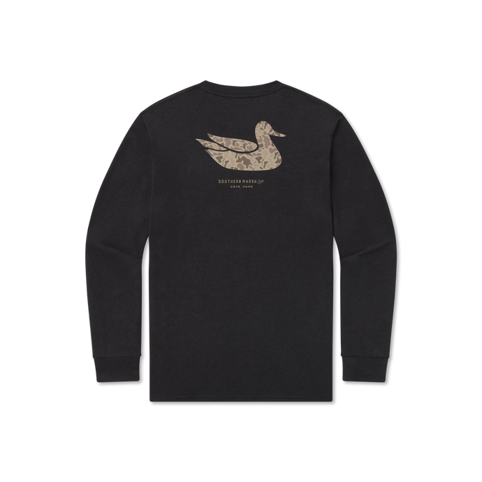 Southern Marsh Camo Duck Originals LS Tee Washed Graphite