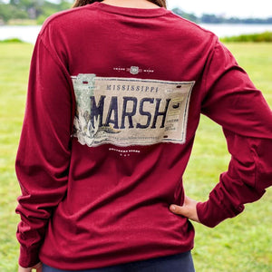 Southern Marsh Long Sleeve Backroads MS - Maroon