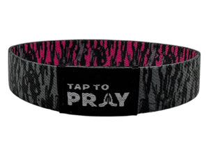 Versible Tree Bark Camo Pink & Grey Tap to Pray Wristband