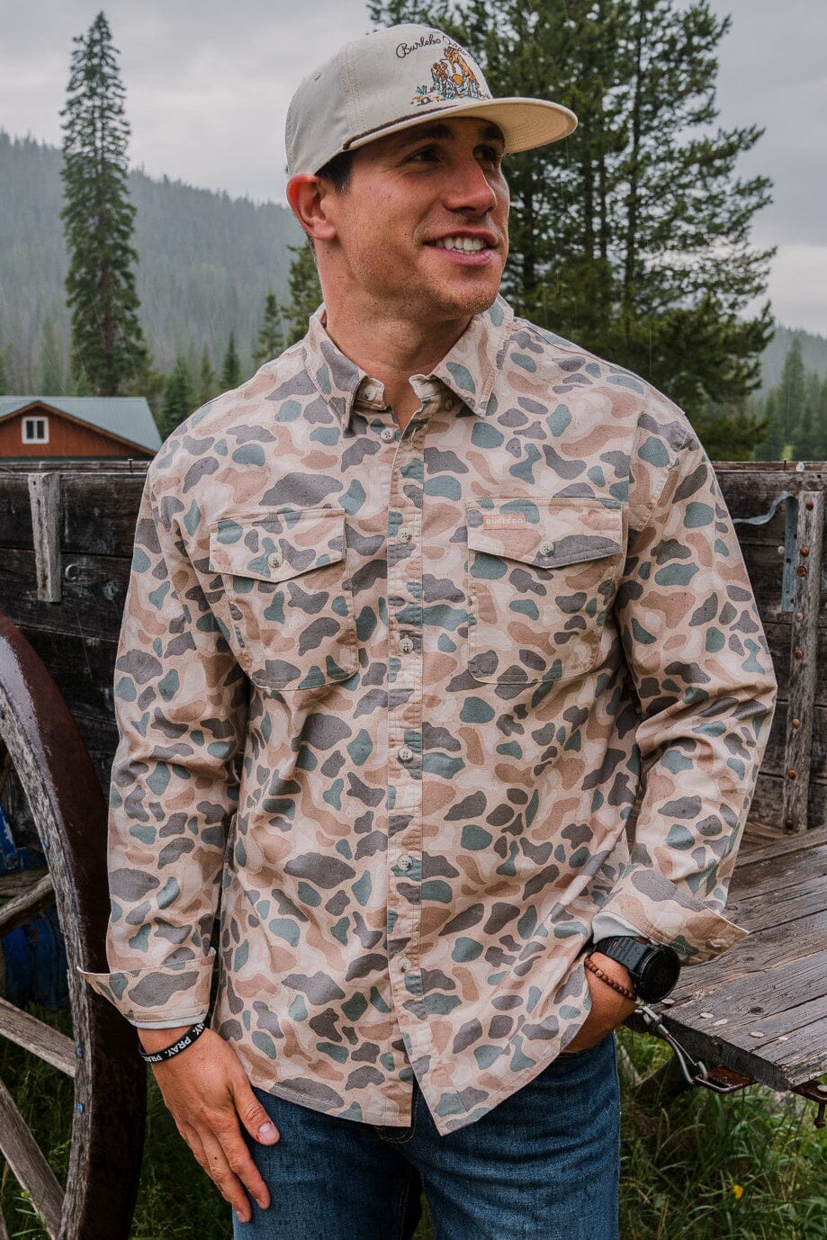 Burlebo Pintail Camo Cotton Twill Long Sleeve Button Up