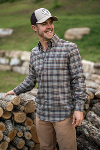 Local Boy Hudson Stretch Flannel Gunmetal/Wine/Navy