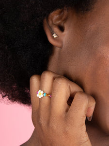 Natural Life Beaded Daisy Ring Multi