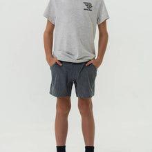 Load image into Gallery viewer, Burlebo Youth Athletic Shorts in Grizzly Grey with Deer Camo Liner