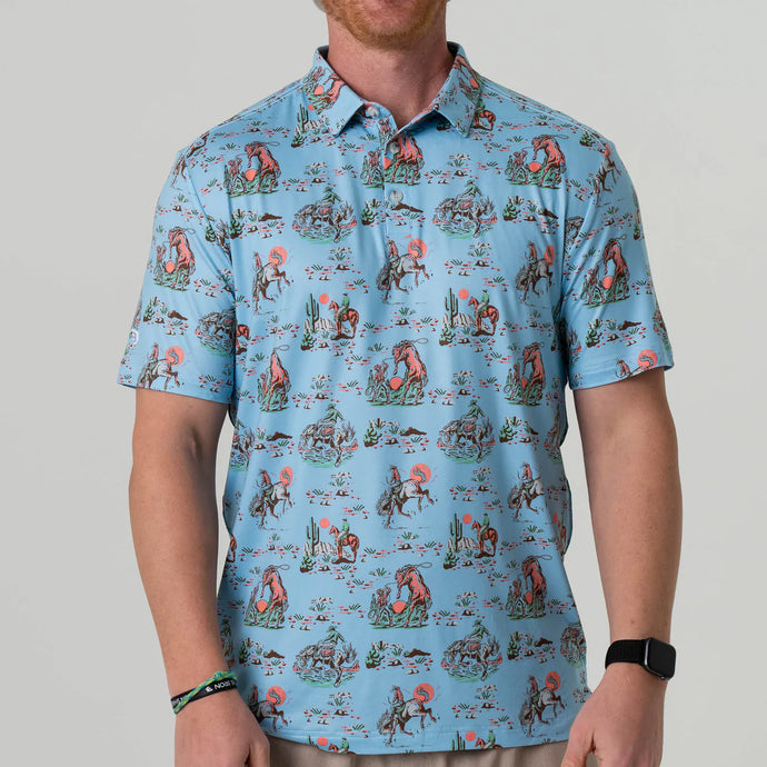 Burlebo Performance Polo in Blue Cowboy Up