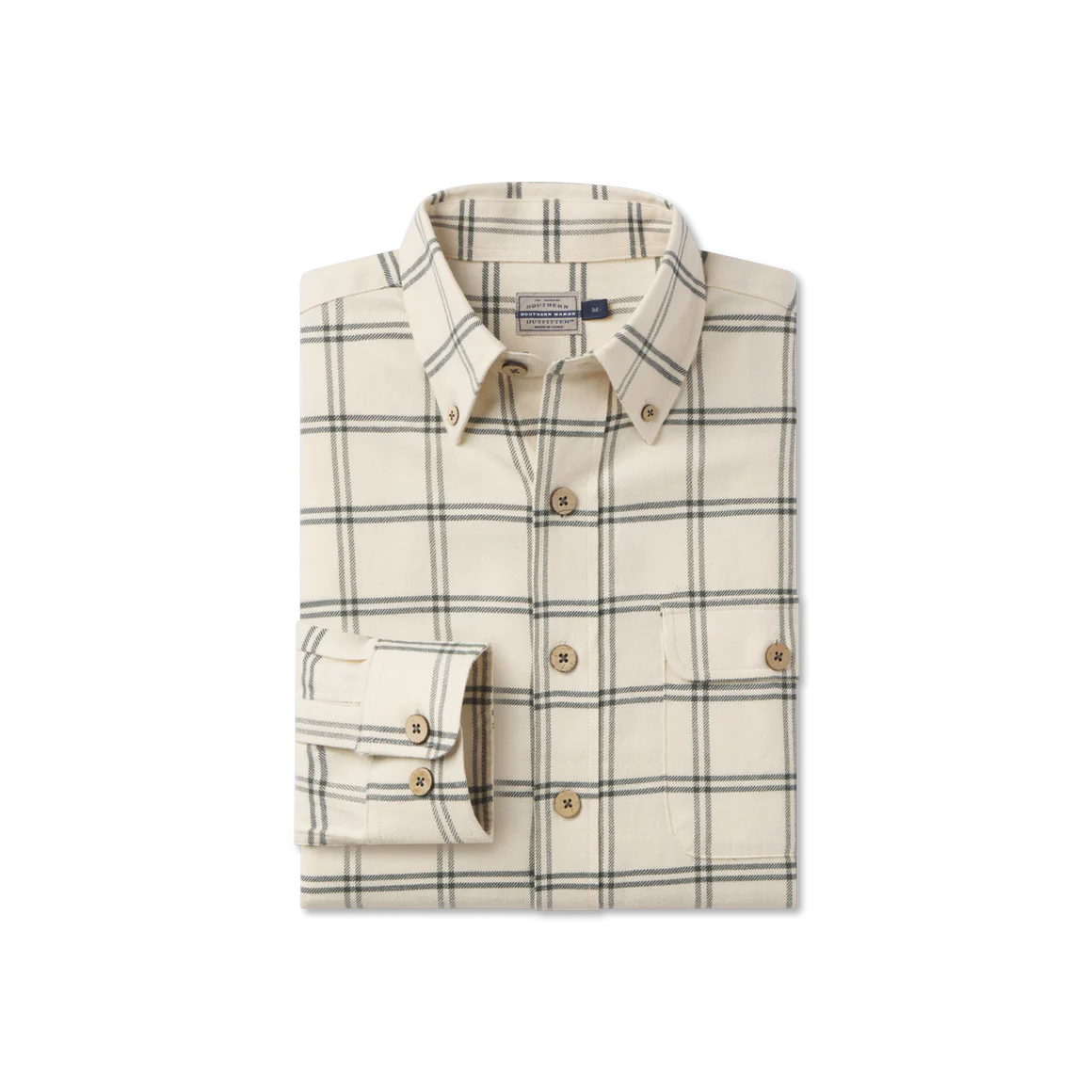 Southern Marsh Cedar Park Windowpane Flannel Dark Olive & Tan