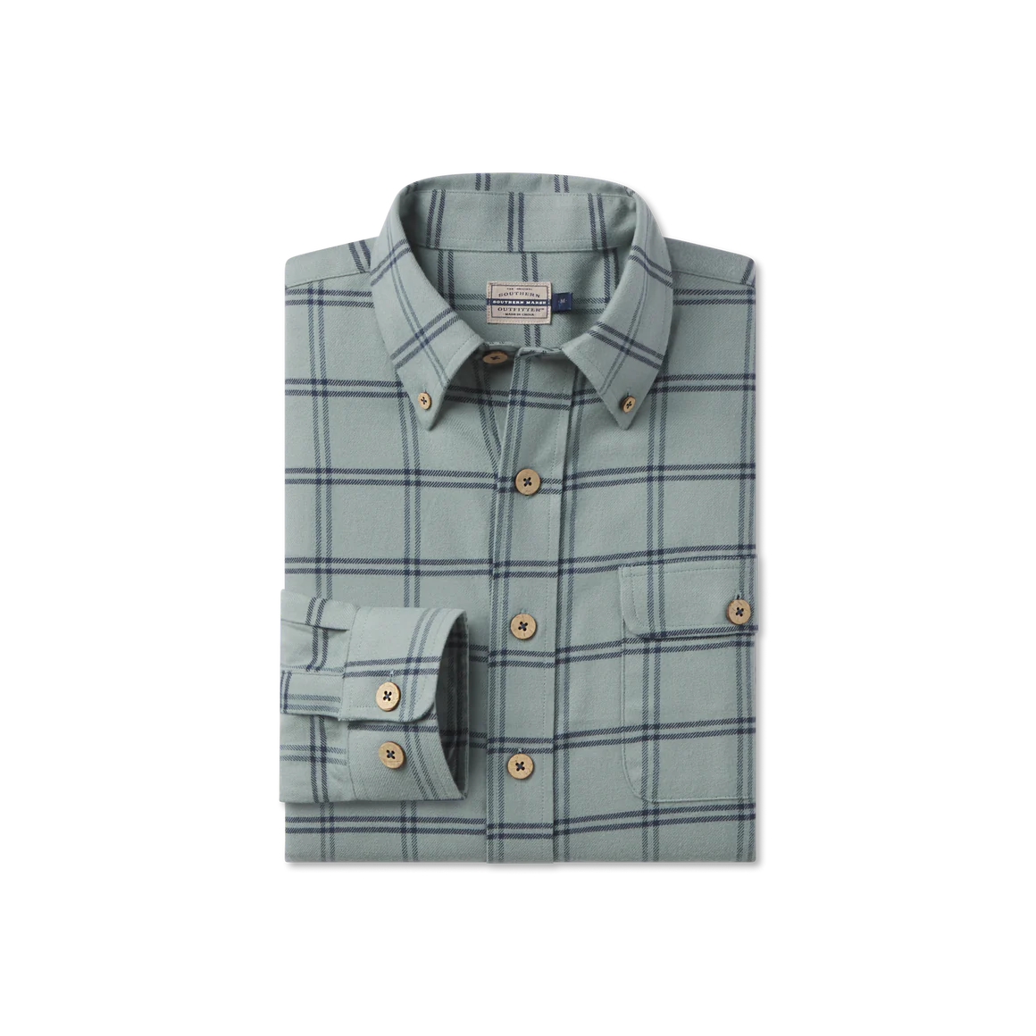 Southern Marsh Cedar Park Windowpane Flannel Navy & Sage