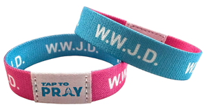 Versible Blue & Pink WWJD Tap to Pray Wristband