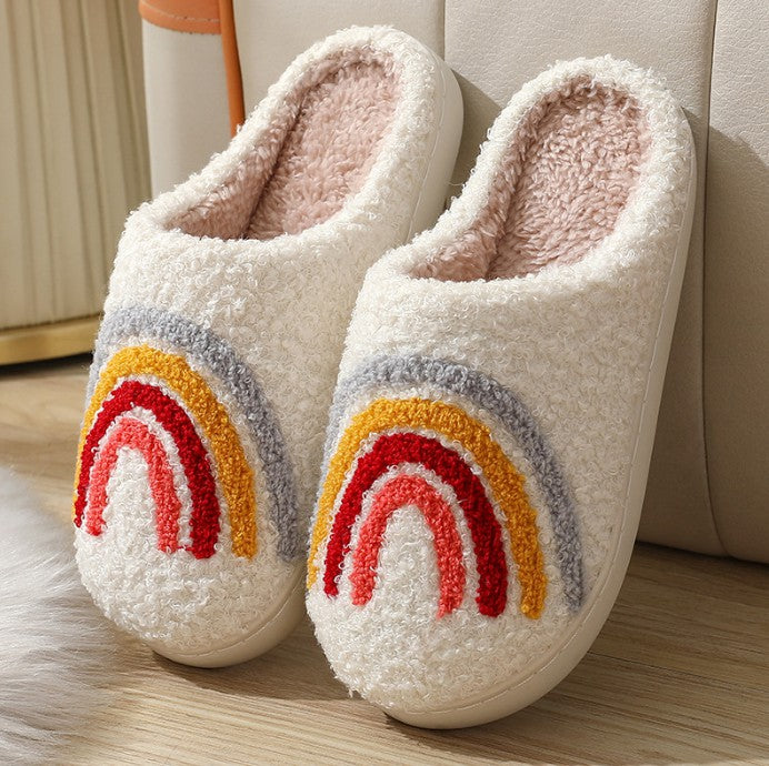 Valentine's Day Plush Rainbow Slippers