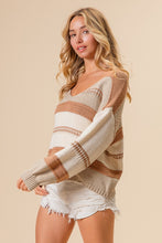 Load image into Gallery viewer, She&#39;s a Winner Striped Sweater in Latte