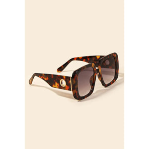 Acetate Square Frame Sunglasses Tortoise