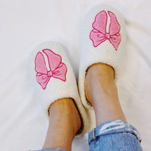 Load image into Gallery viewer, Pink Lounge Bow Cozy Slippers