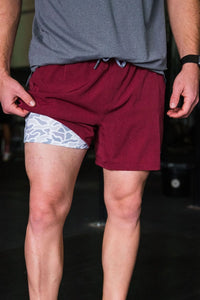 Burlebo Maroon Athletic Shorts White Camo Liner