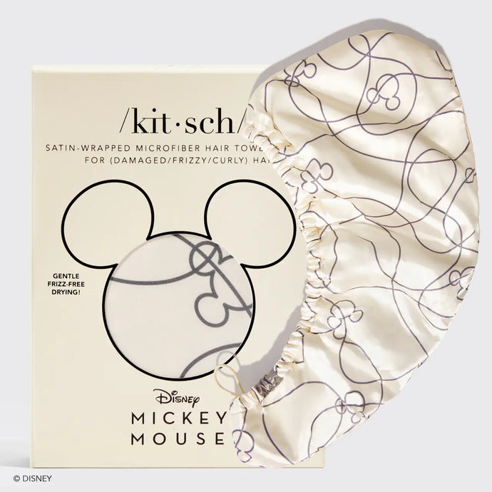 Kitsch & Mickey and Minnie Satin-Wrapped Hair Towel