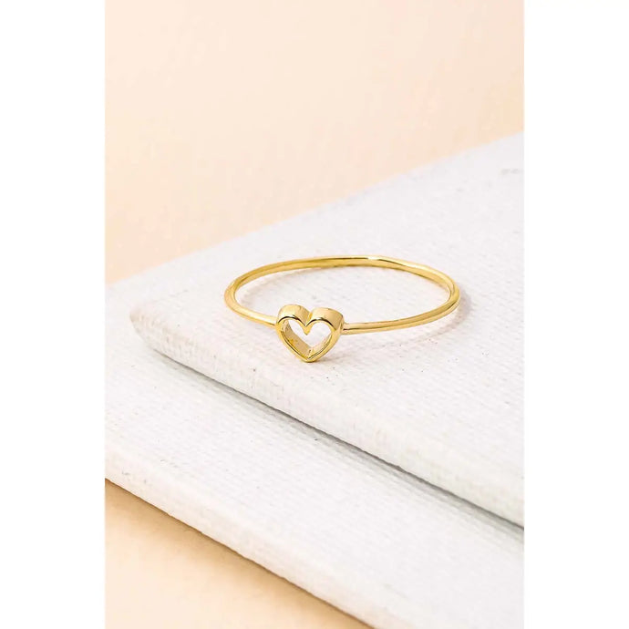 Dainty Open Heart Shape Fashion Ring Gold